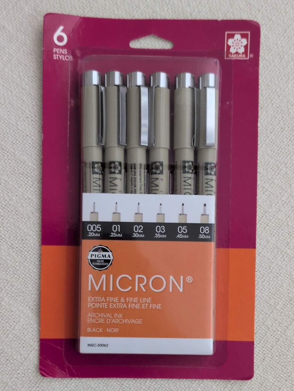 Sakura Micron Pen Set Of 6 Extra Fine & Fine Line